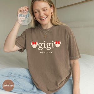 Comfort Colors® Custom Disney Nana Shirt, Grandma Tshirt with Kids Names, Granny Minnie Mouse Tee Gift, Est 2026 Pregnancy Announcement image 5
