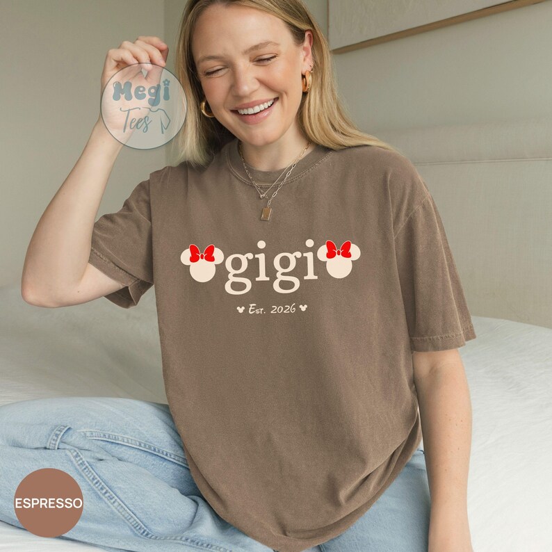 Comfort Colors® Custom Disney Nana Shirt, Grandma Tshirt with Kids Names, Granny Minnie Mouse Tee Gift, Est 2026 Pregnancy Announcement image 5