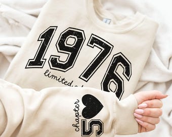 Moletom personalizado para aniversário de 50 anos, Moletom com capuz personalizado de edição limitada de 1976, Camiseta personalizada com o número do ano de 1976 para aniversário, Presente de aniversário de 50 anos