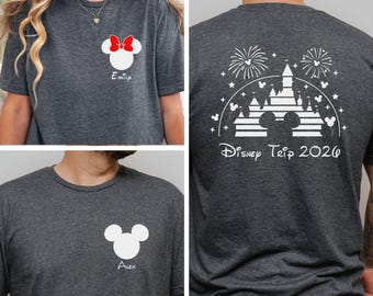 Maglietta personalizzata per le vacanze Disney 2026, completo coordinato per la famiglia a Disneyworld, maglietta Disney fronte/retro, completo di gruppo Disney, magliette per viaggi Disney