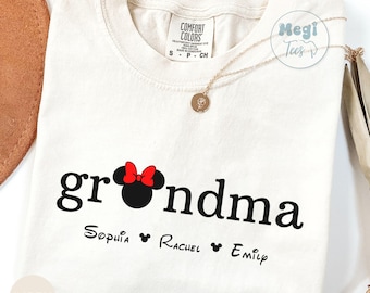 Comfort Colors® Custom Disney Grandma Shirt, Granny Shirt with Kids Names, Nana Gigi Shirt Gift from Kids, Est 2026 Pregnancy Announcement