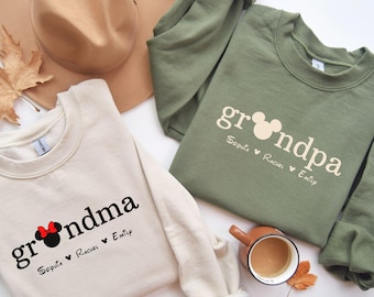 Sudadera de Disney para abuela, sudadera con capucha personalizada para niños con nombre a juego, sudadera con capucha para viaje familiar a Disney, camiseta personalizada de Minnie y Mickey, vacaciones familiares en Disney