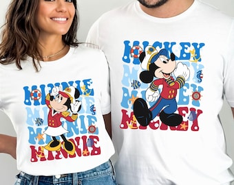 Mickey And Minnie Cruise Shirt, Captain Mickey Minnie Couple Matching Tee, Disney Cruise Family Matching T-shirt, Cruise Couples Tee
