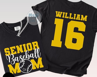 Comfort Colors® Baseball Mom Shirt, Senior Baseball Mom Tee, Personalized Name and Number Shirt, Custom Team Mom Gift, Game Day Tshirt