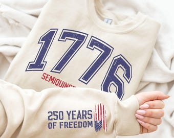 Retro USA 1776 tröja, självständighetsdagen 250 år av frihet tröja, fira 250-årsjubileum USA-flaggan 4 juli patriotisk tröja