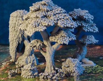 Tabletop Gelände Gebäude 3x Bäume 2x Büsche Scatter Terrain Bäume Set