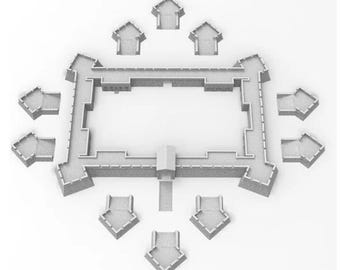 Tafelfort 28 mm | Middeleeuws kasteelcomplex met bastions | Napoleontisch terrein | PLA 3D-print Middeleeuws