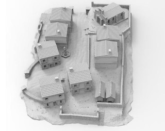 Edificios para dioramas de aldea mediterránea | 15–28 mm | Napoleónico y Segunda Guerra Mundial | Impresión 3D en PLA | Conjunto de casas para diorama