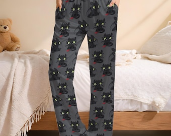 Toothless Dragon Lounge Pants, Disney Matching Pajamas, Satin Pajama Pant, Cartoon Gift
