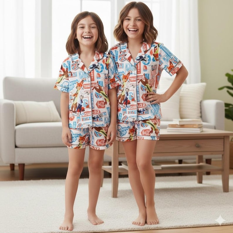 Zootopia Pajamas Set, Nick and Judy Cute Fox Bunny Couple, Matching Cartoon Lovers Gift, Matching PJs PSJ1421 image 4