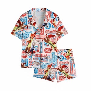 Zootopia Pajamas Set, Nick and Judy Cute Fox Bunny Couple, Matching Cartoon Lovers Gift, Matching PJs PSJ1421 image 1