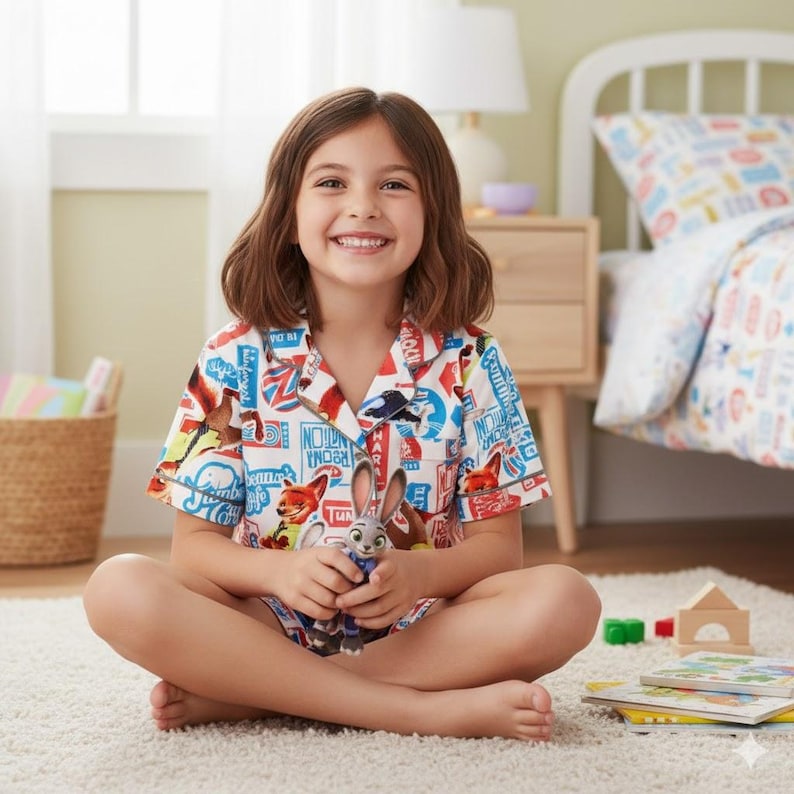 Zootopia Pajamas Set, Nick and Judy Cute Fox Bunny Couple, Matching Cartoon Lovers Gift, Matching PJs PSJ1421 image 2