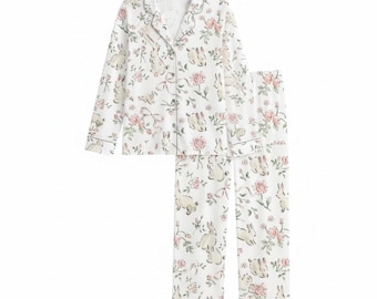 Bunny Easter Pajama Set, Holiday  PJS, Easter Gift, Matching PJs, Gift for Her PSJ1722