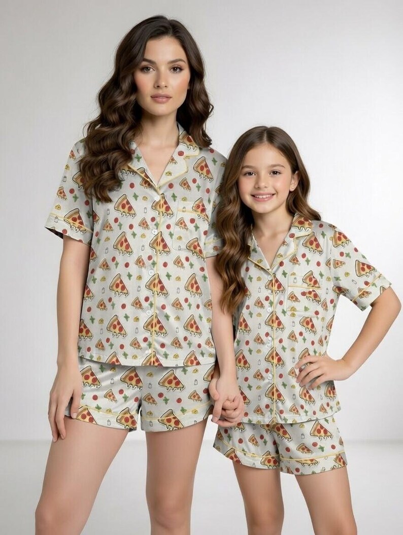 Pizza Mommy and Me Pajamas - Pepperoni Matching Shorts Set, Easter Gift, Matching Family PJs, Gift for Her