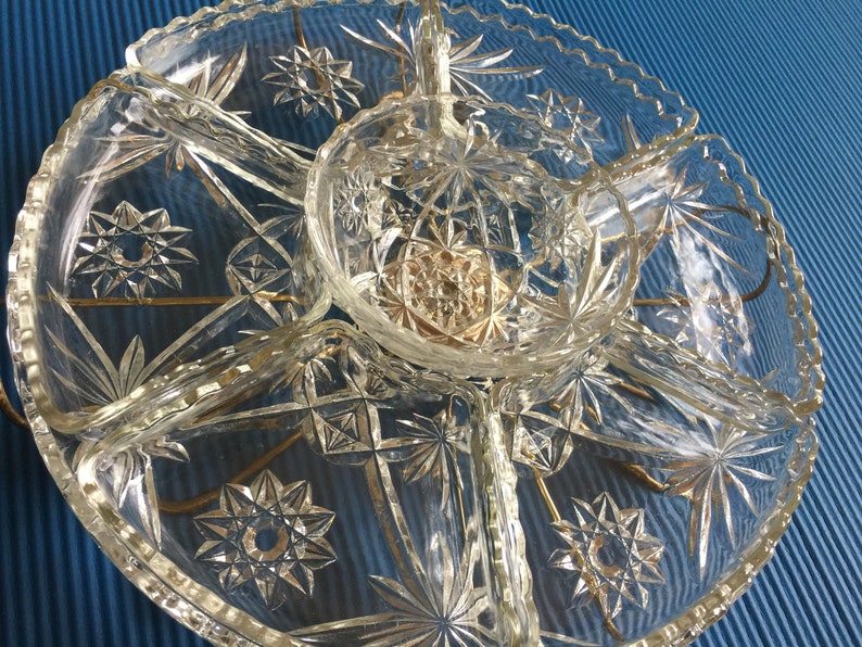 Vintage Lazy Susan Appertizer RelishDessert Serving Tray 9 pieces. Double set