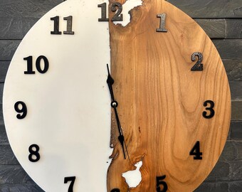 Cherry wood and resin clock