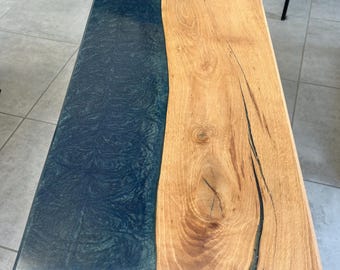 Handcrafted wood and resin coffee table