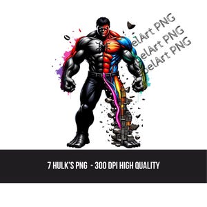 7 green hero Art | Muscular Superhero PNG | Comic Book Digital Download | Pop Art Wall Decor | DTF Design | Nice and Vibrant