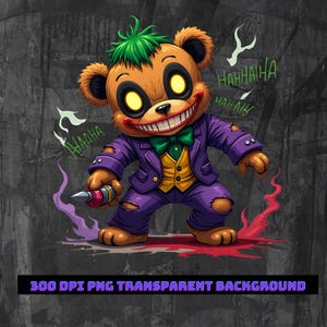 Funny Teddy Bear Villain T-Shirt Design | Retro Cartoon Bear PNG | Digital Download SVG | Street Style Graphic Tee | Instant Download |Urban