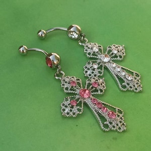14G Cross Belly Ring,Belly Button Ring, Body Jewelry, Belly Ring, Best Gift For Her, Gem belly ring,Navel piercing