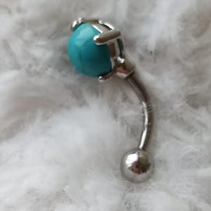 14G/10mmBelly Ring,Belly Button Ring, Body Jewelry, Turquoise Belly Ring, Best Gift For Her, Gem belly ring,Navel piercing.