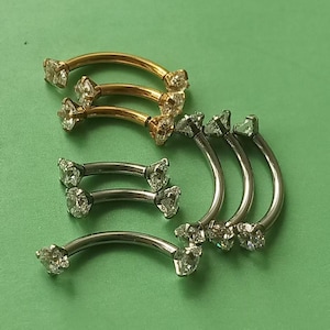16g CZ eyebrow,Eyebrow ring, rook barbell, body piercing jewelry,rook earrings, Eyebrow Curved Barbell Jewelry - cartilage earring
