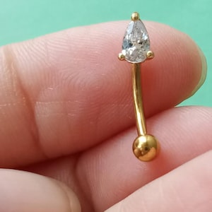 Piercing para ceja de acero quirúrgico: 16 g, 8 mm, curvado, estilo torre