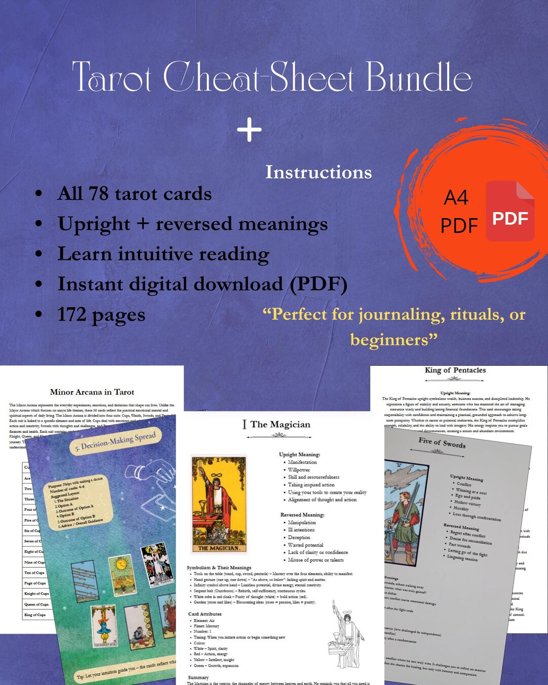 Buy Tarot Cheat Sheet – Digital Guide | Rider-waite Tarot Guide PDF ...