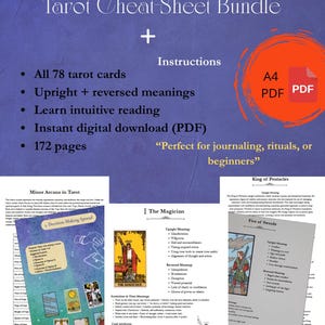 Hoja de trucos del tarot: guía digital / Guía del tarot Rider-Waite en PDF