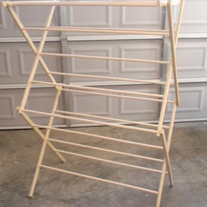 Large Clothes Drying Rack 50 Feet of Drying Space Large Wooden Clothes Rack image 1