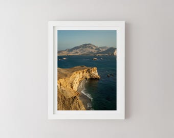 Paracas Golden Cliffs Druck | Peru Küsten Fotografie | Wüste Ozean Wand Kunst | Südamerika Reise