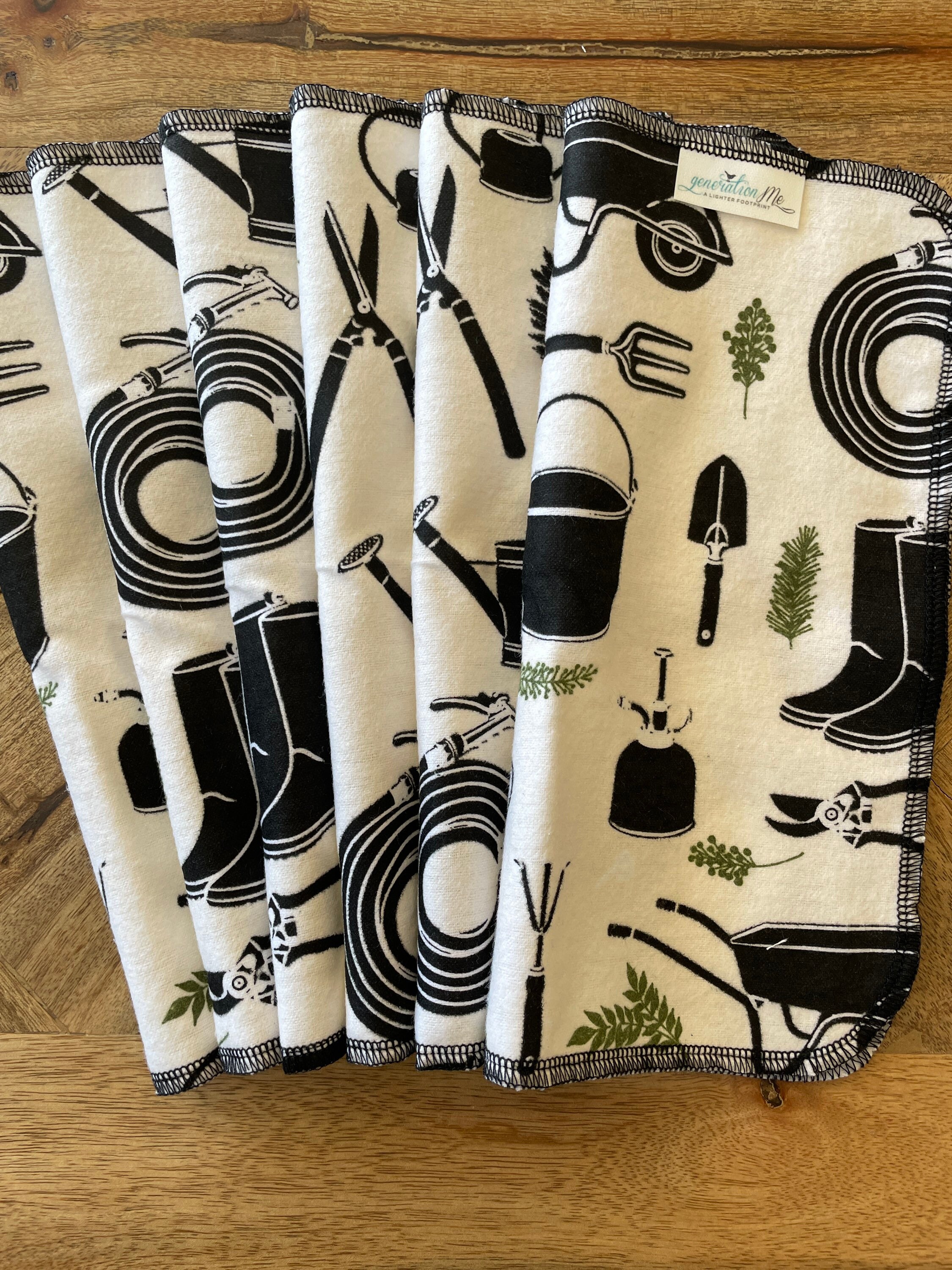 Gardening Cloth Napkins, Paperless Towels, Waste Free, Eco Friendly Kitchen, Gardener Gift, Black Kitchen, Gardening Tools, Landscaper Gift
