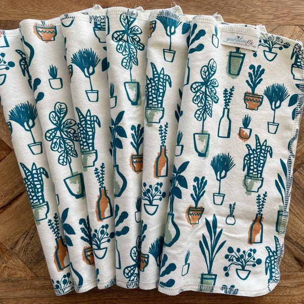 Plant Cloth Napkins, Reusable Napkins, Eco Friendly Napkins, Paperless Towels, Houseplants