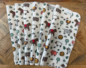 Farm Animals Cloth Napkins, Eco Friendly Napkins, Reusable Napkins