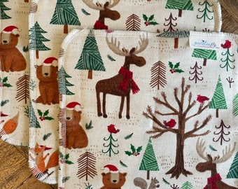 Forest Animals Kids Washcloth, Kitchen or Bathroom Washcloth, Holiday Decor