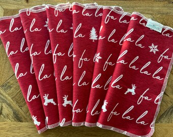 Red Christmas Cloth Napkins, Reusable Napkins, Paperless Towels