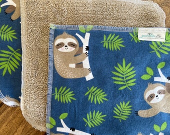 Sloth Washcloth, Kitchen or Bathroom Washcloth, Sloth Lover, Sloth Gift, Blue Kitchen, Quirky Gift, Stocking Stuffer, Unique Gift