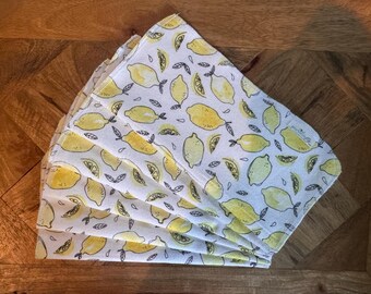 Lemon Cloth Napkins, Reusable Napkins, Eco Friendly Napkins, Paperless Towels, Lemons