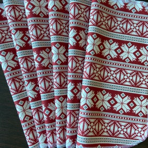 Red Snowflake Cloth Napkins, Paperless Towels, Red Holiday Decor, Red Christmas