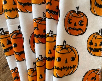 Pumpkin Napkins, Paperless Towels, Eco Friendly Kitchen, Fall Decor, Jack o Lantern, Halloween, Black and Orange, Orange Pumpkin