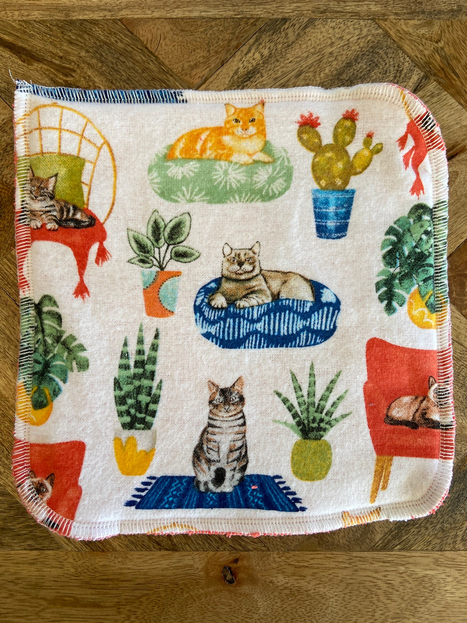 Cats and Cactus Washcloth Kitchen or Bathroom Washcloth Cat Etsy