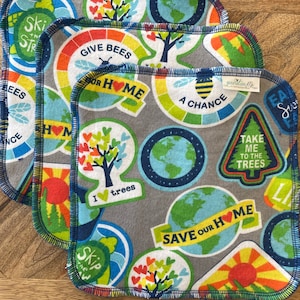 Earth Day Washcloth, Kitchen or Bathroom Washcloth, Eco Warrior, Navy Blue Kitchen, Save the Planet, Eco Friendly Living