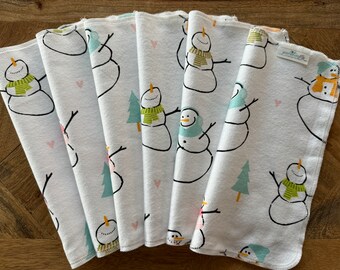 Snowman Cloth Napkins, Paperless Towels, Christmas Napkins