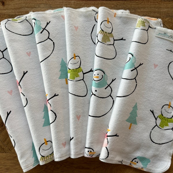 Snowman Cloth Napkins, Paperless Towels, Christmas Napkins