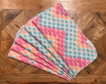 Polka Dot Cloth Napkins, Paperless Towels, Pink and Blue, Polka Dots