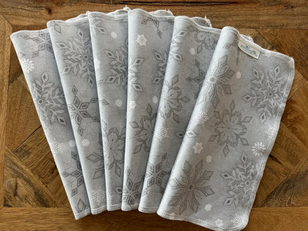 Gray Snowflakes Cloth Napkins, Paperless Towels, Christmas Napkins Etsy