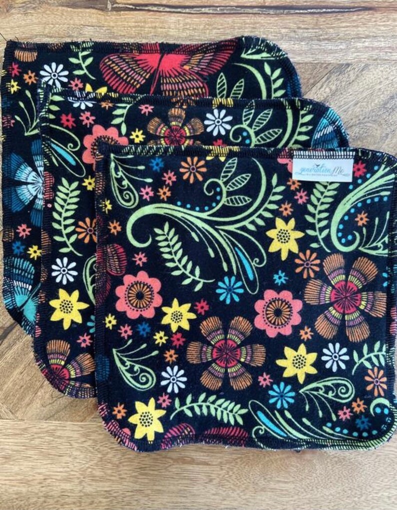 Black Floral Cloth Napkins Butterfly Napkins Paperless Etsy