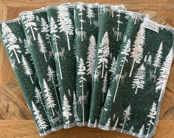 Forest Green Cloth Napkins, Reusable Napkins, Paperless Towels