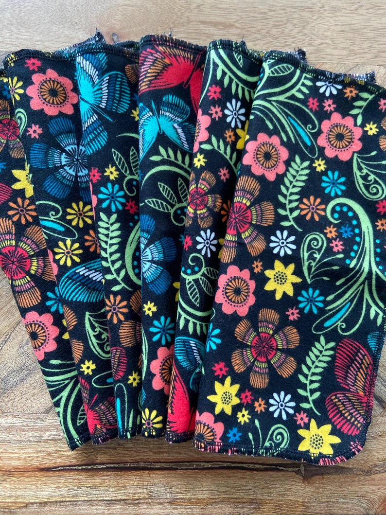 Black Floral Cloth Napkins Butterfly Napkins Paperless Etsy