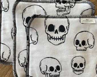 Skull Washcloths, Halloween Decor, Bones